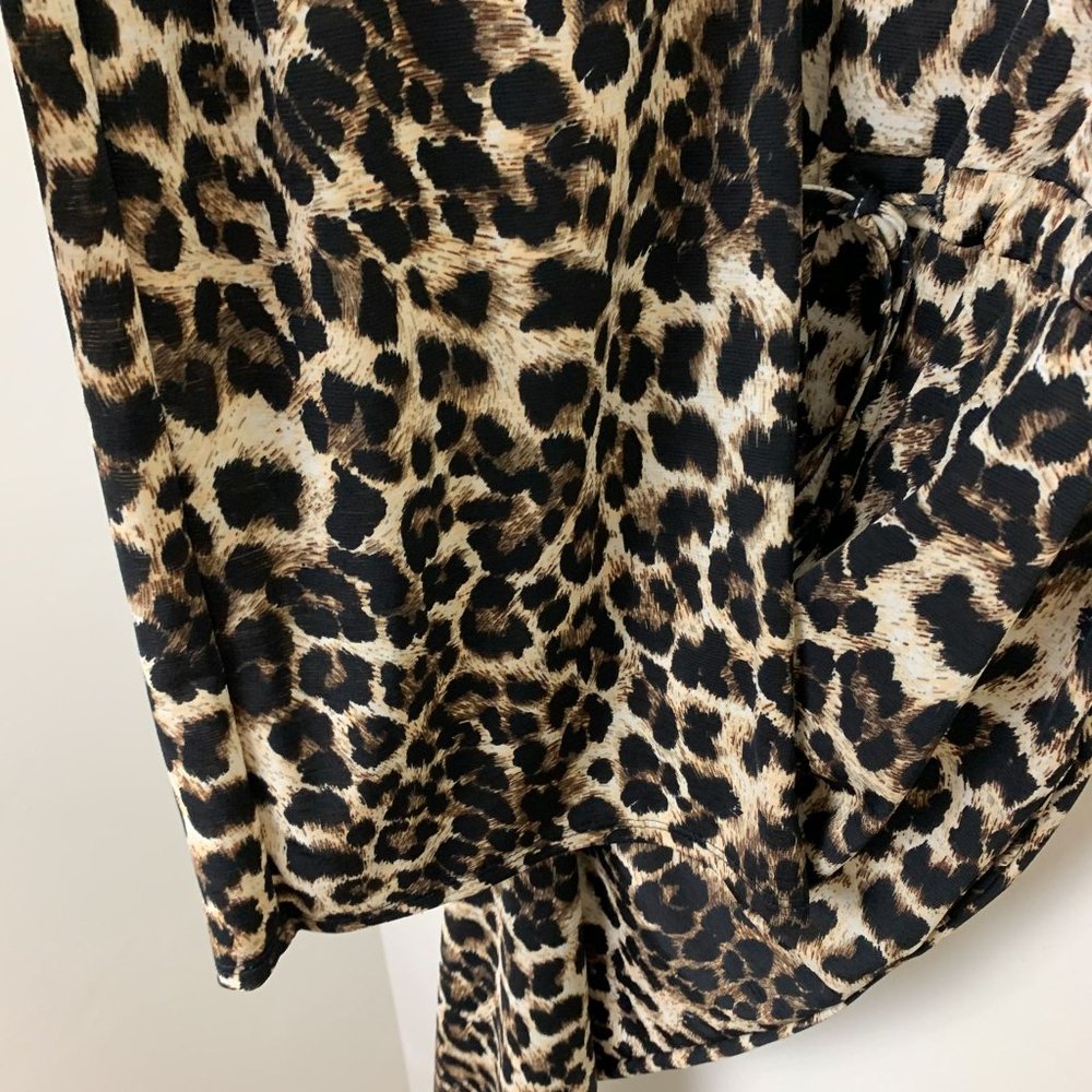 Leopard Print Wide Leg Jumpsuit Drawstring Waist … - image 4